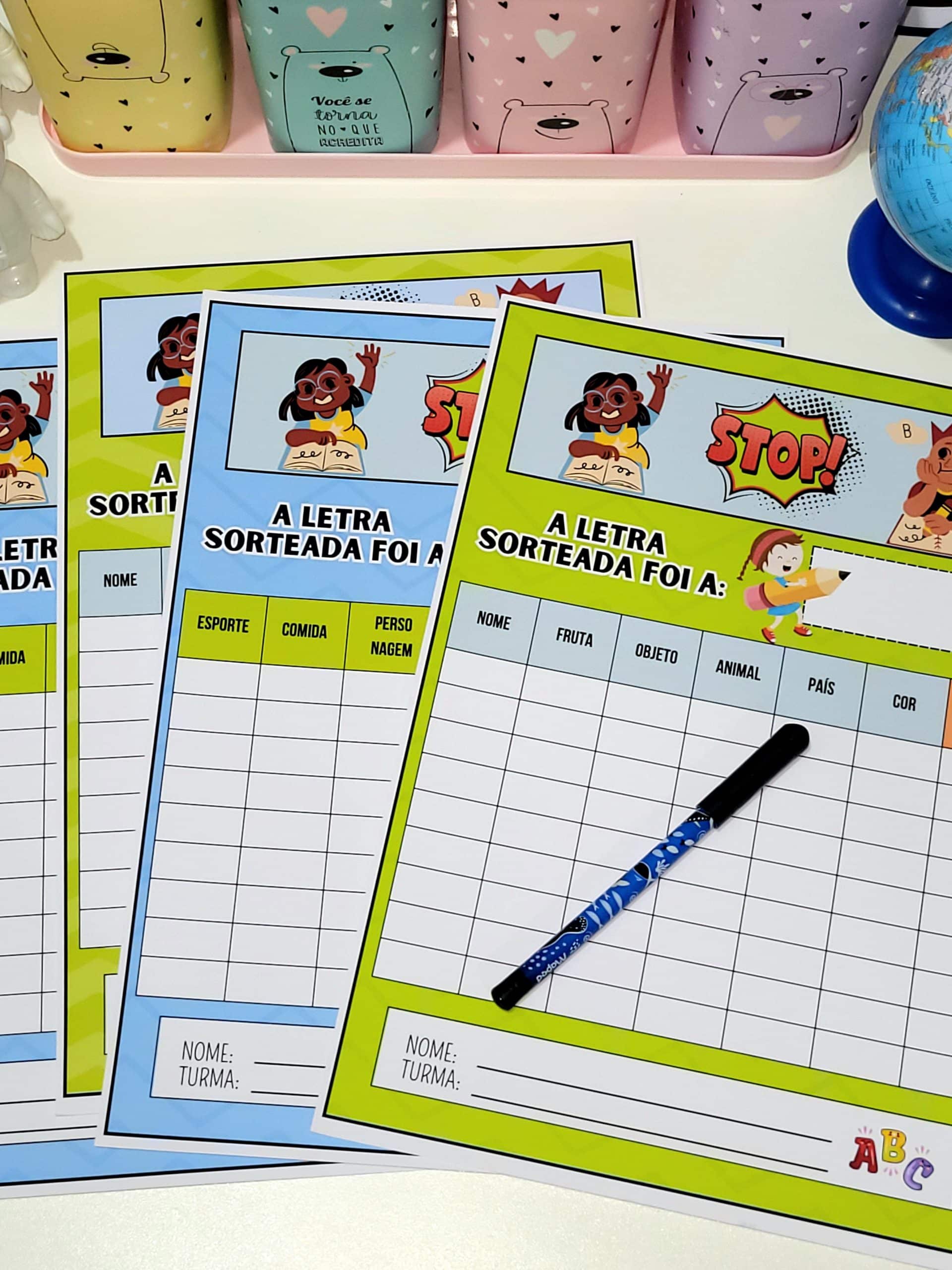 Jogo Stop das Letras - Atividades para Imprimir