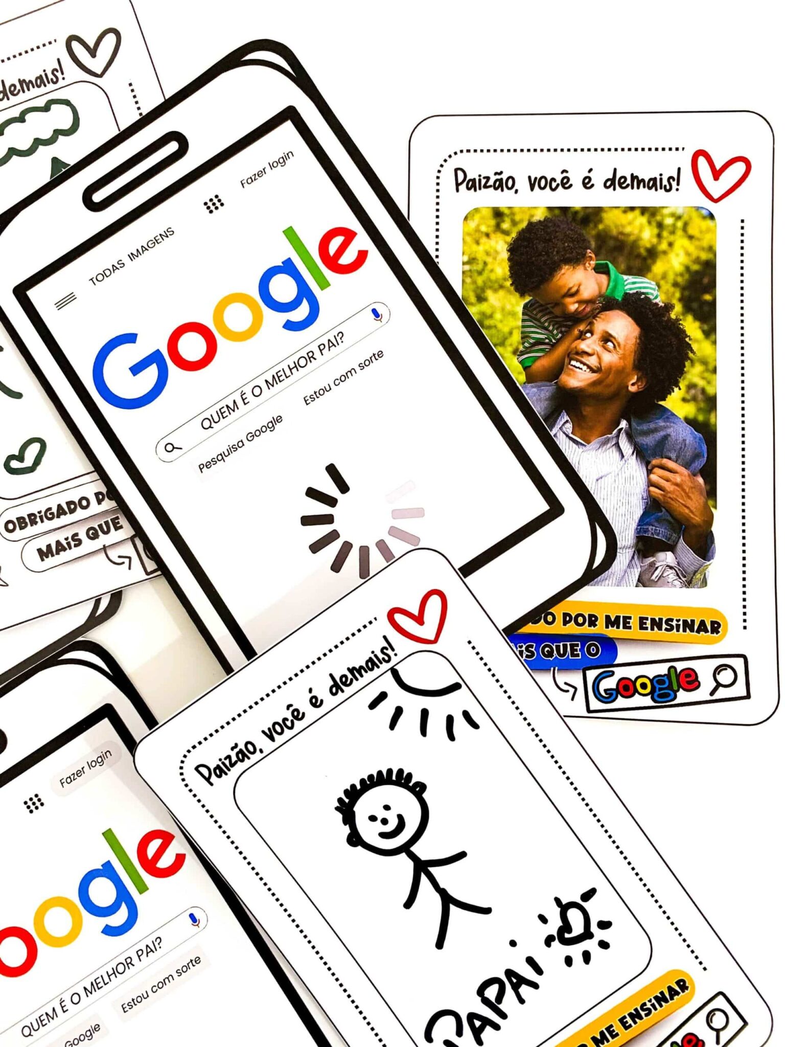 Cartão Dia dos Pais tema Google - Atividades para Imprimir
