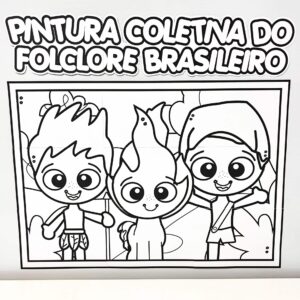 Cartaz Colaborativo do Folclore para Colorir